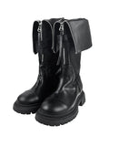 Zipper Flip Buckle Boots