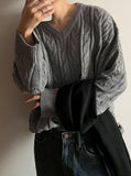 Cinnamon Cable V-neck knit