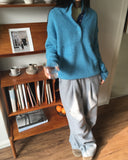 Cotic Bokashi Color Matching Half Snap Button Knit