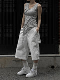 Diagonal Strap Shirring Sleeveless