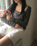 Butin Strap Check Sleeveless Cardigan Set