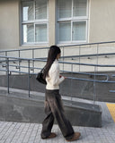 Chise cable knit half zip-up