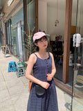 Gelute Check Sleeveless Long One Piece