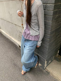 Garange Foldover Low Washing Wide Denim Pants