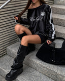 Girls' Unbalanced Glossy Rugby Sweatshirt