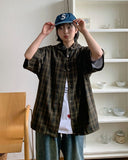 Bemer Check Cap Hood Short Sleeve Shirt