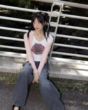 Divor Stripe Washing Wide Denim Pants