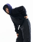Bicolor fleece layered hoodie