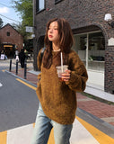 [10% wool] Huggable two-tone mixed mohair knit
