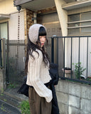 Aring Boucle Knit Ribbed Crop Cardigan