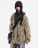 Pana over hooded check padded shirt