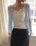 Untell Lace Button Half-Open Sleeveless