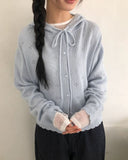 Mamel Punching Hooded Knit Cardigan