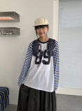Ryan Printing Stripe Over Long Sleeve Tee