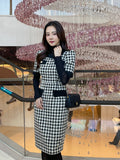 Piel Check Tweed Color Matching H-Line One Piece