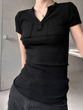 Neck slit pocket t