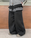 Name Banding String Brushed Check Frill Layered Skirt Pants