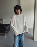 Prism boat neck knit long sleeve T-shirt