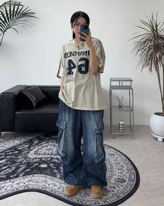 SATIIIZ (サティーズ) - ロボイルデニムパッチ半袖Tシャツ