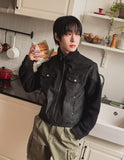 Mood Knit Color Matching High Neck Jacket