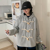 [unisex] Rahof Toggle Button Waffle Hood Cardigan Jacket