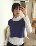 Bren cap sleeved cropped short-sleeved knit