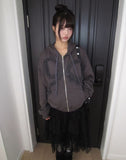 Binon Ribbon Frill Hood Zip-Up