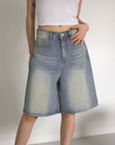 Kaeon Vintage Washed Denim Half Bermuda Pants