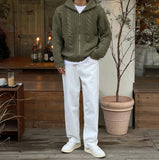 Foren cable zip-up cardigan knit