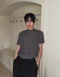 Week Diagonal Cut Half-Neck Short Sleeve Knit
