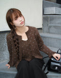 Kura Dot Sleeveless Frill Cardigan Set