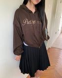 Arring Pretty Motion Lettering Pocket Long Sleeve Hood Zip-Up
