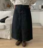 Rijin Raw Denim Long Skirt