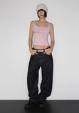 DART CURVED DENIM PANTS