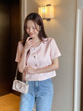Meble Round Short Sleeve Tweed Jacket