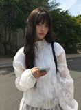Bari Flower See-Through String Windbreaker Jacket
