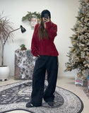 Lapel wide cotton pants