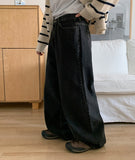 Luave black blue brushed denim pants