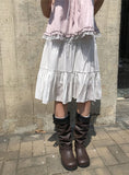 Die Tiered Chiffon Banding Midi Skirt