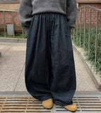[BAONHAUS] Tontoni Banding Cut Denim Balloon Wide Pants