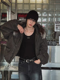 [LANARCH] Fox Fur Hood Bomber Jacket