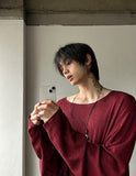 See-through wide neck knit