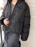 Season zipper pocket puffer collar short padding
