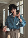 Leroy cutting denim shirt