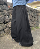 Homoki Side Pintuck Back Adjust Wide Cotton Pants