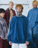 Paneled Denim Sweatshirt
