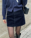 Sayeon Velvet Denim Mini Skirt Pants