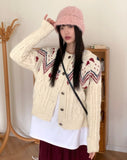 Away Wool Vintage Nordic Jacquard Knit Cardigan