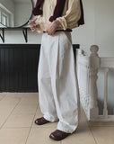 Onen One-Tuck Cotton Wide Slacks