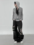 Button loose fit hooded long sleeve